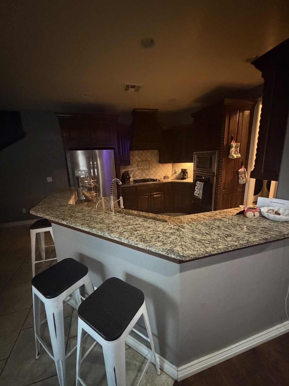 Kitchen island and seating