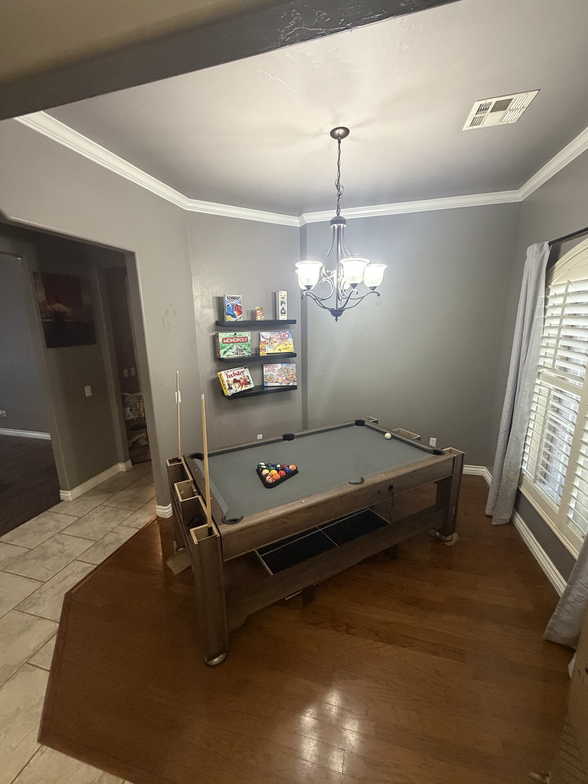 Game room with pool table